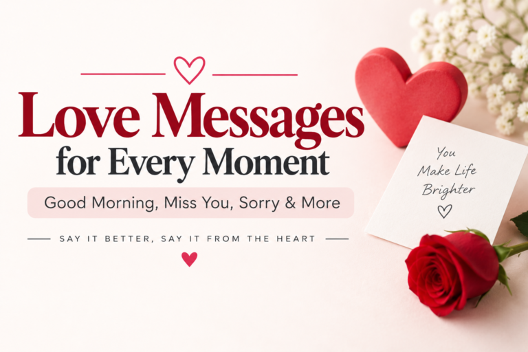 Love messages for good morning, miss you, sorry, and romantic moments